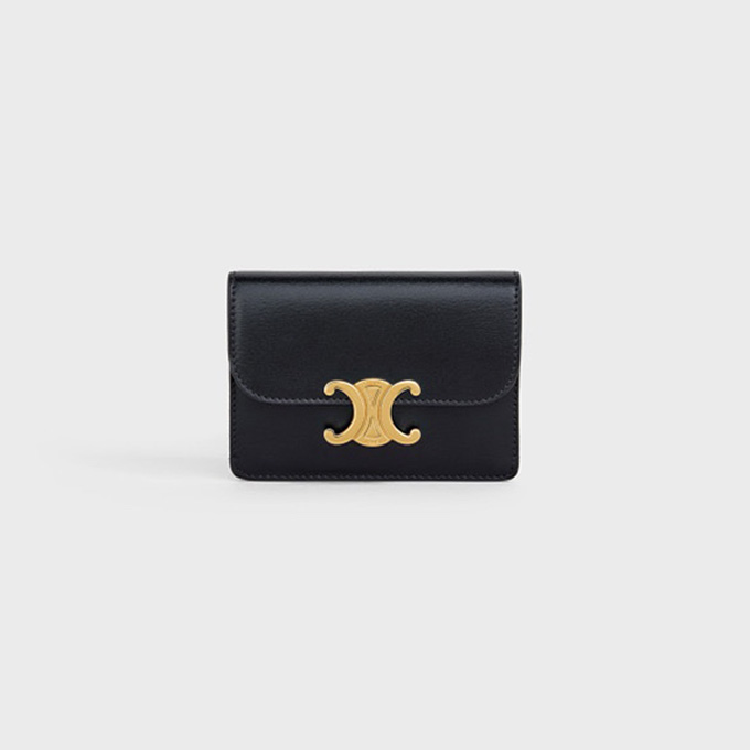 celine triomphe smooth leather compact wallet